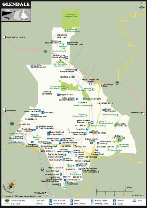 Glendale Ville Carte californie